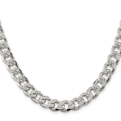 20 Inch Sterling Silver 9.3mm Pav Curb Chain Necklace
