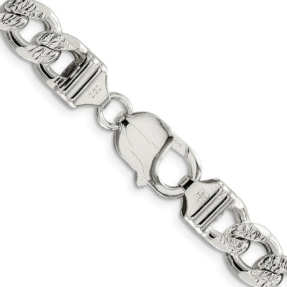 26 Inch Sterling Silver 9.3mm Pav Curb Chain Necklace