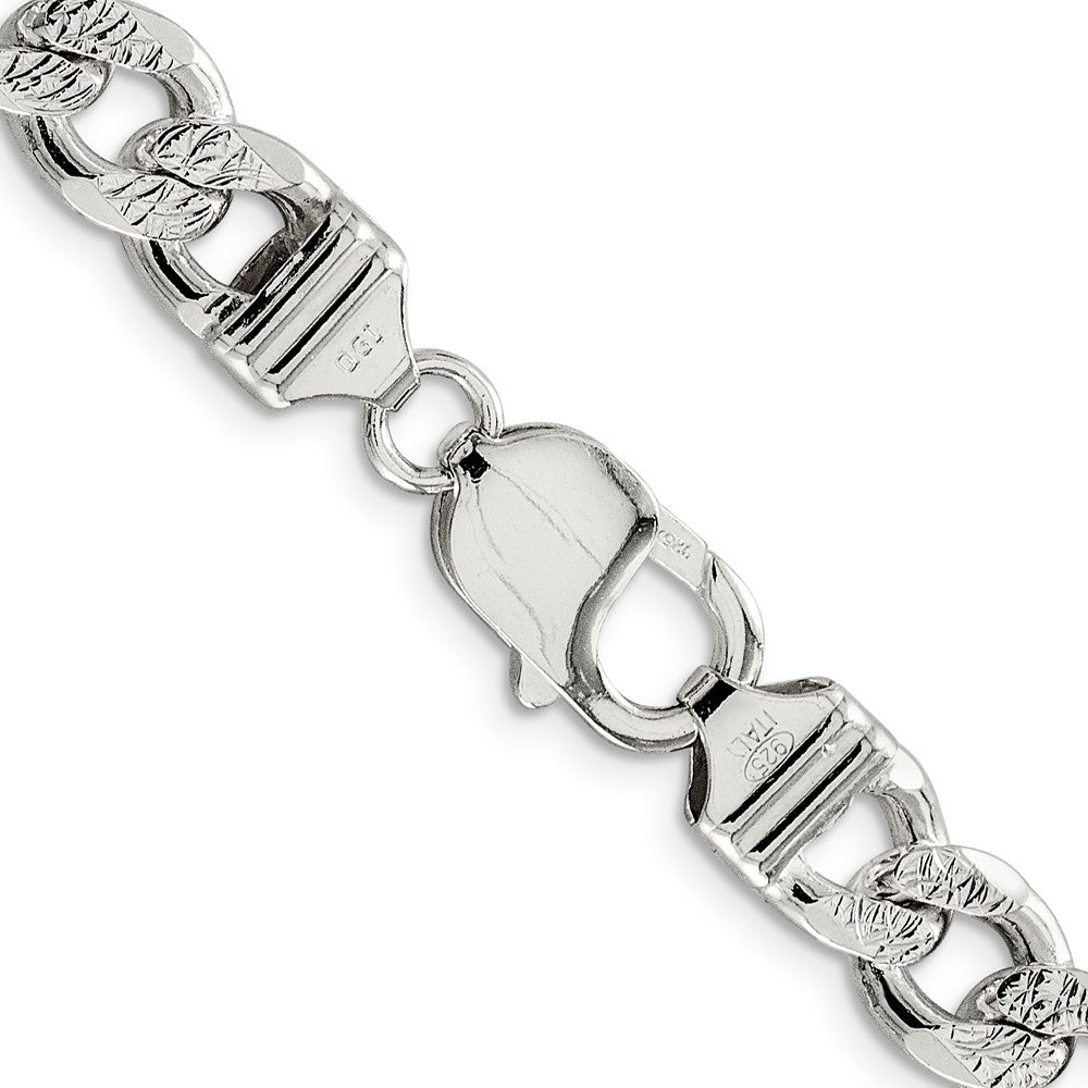 24 Inch Sterling Silver 9.3mm Pav Curb Chain Necklace