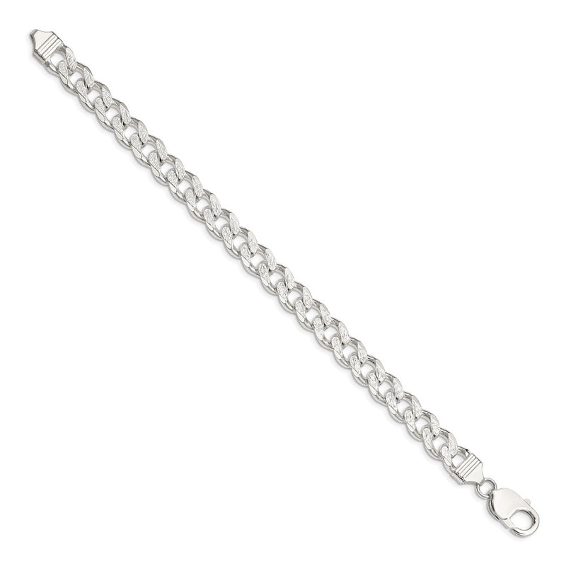 8 Inch Sterling Silver 9.3mm Pav Curb Chain Bracelet