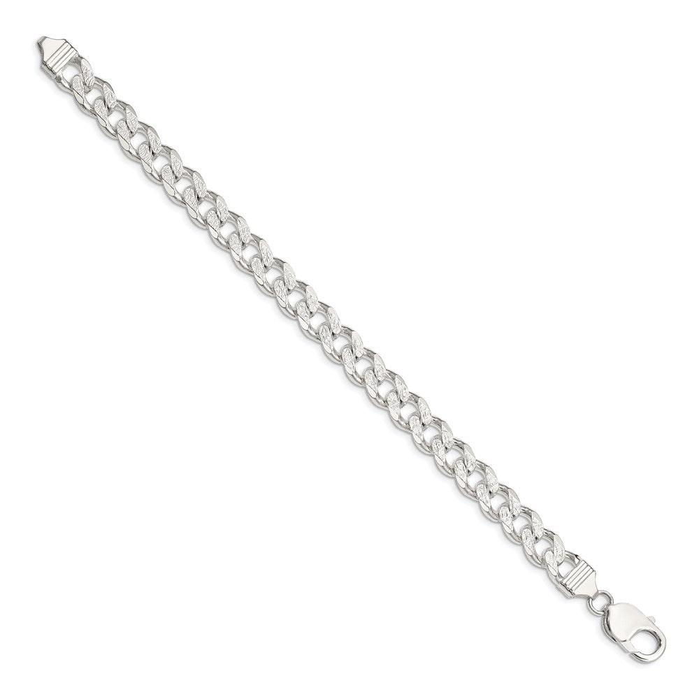 9 Inch Sterling Silver 9.3mm Pav Curb Chain Bracelet