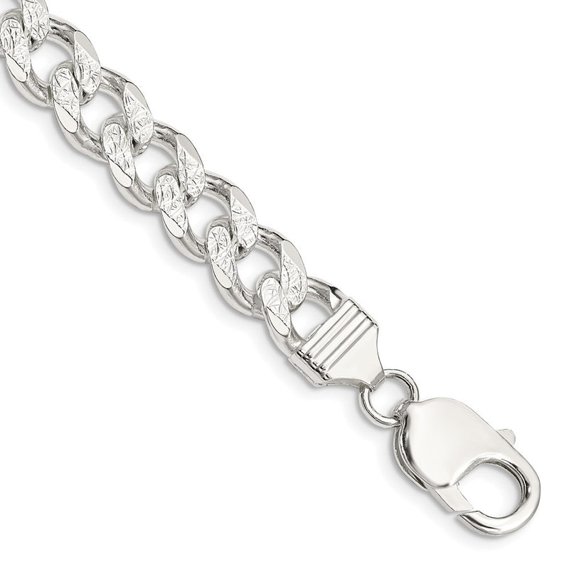 8 Inch Sterling Silver 9.3mm Pav Curb Chain Bracelet