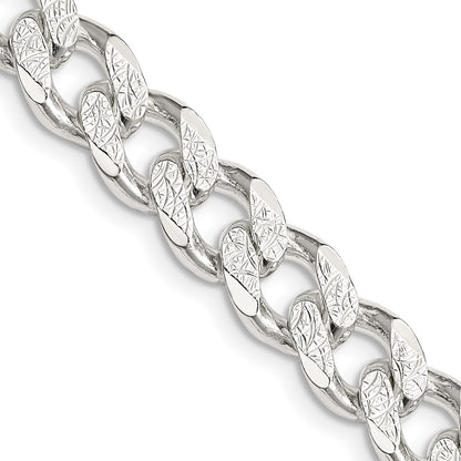 20 Inch Sterling Silver 9.3mm Pav Curb Chain Necklace