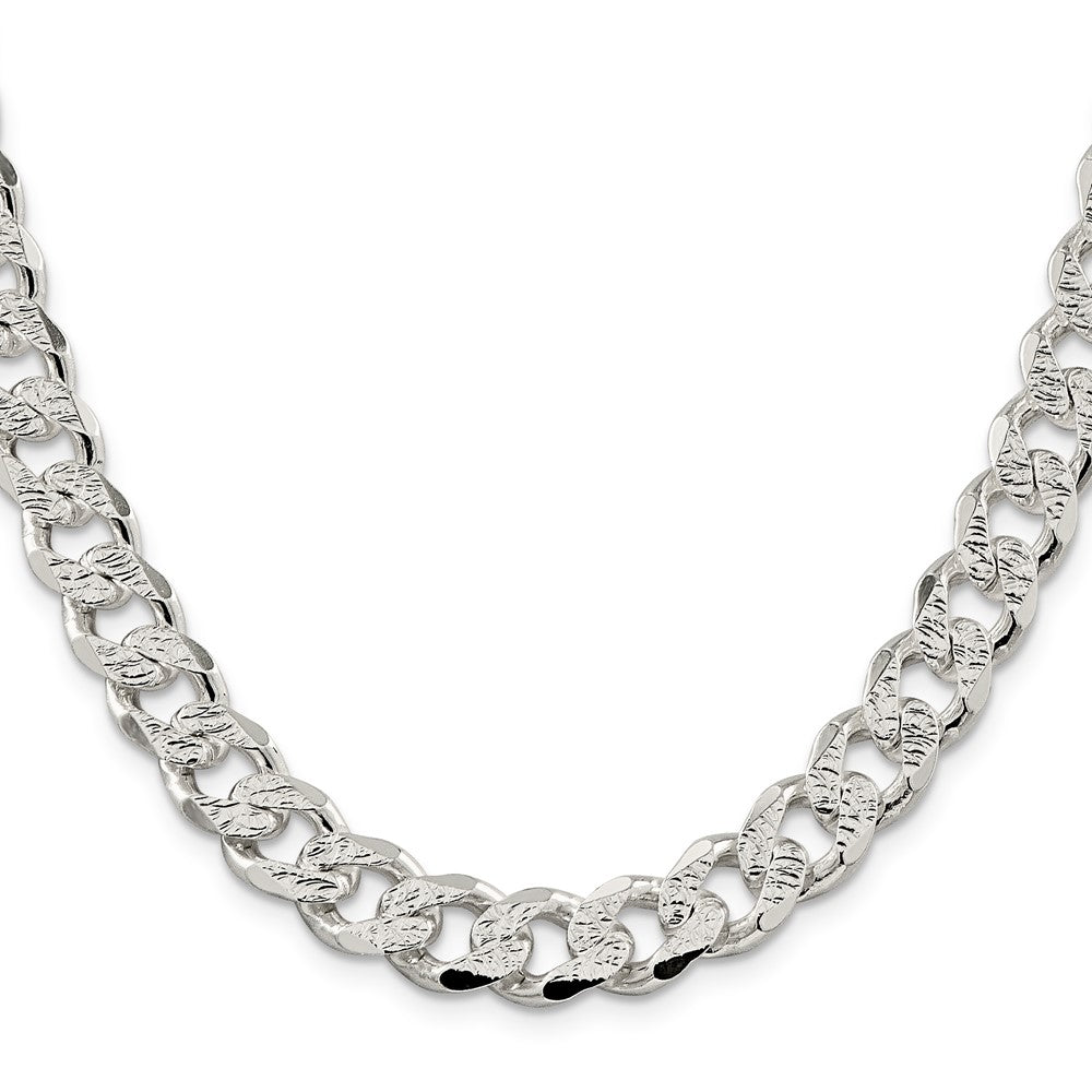 20 Inch Sterling Silver 11.0mm Pav Curb Chain Necklace