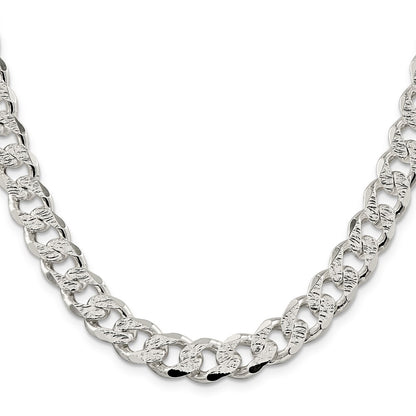 20 Inch Sterling Silver 11.0mm Pav Curb Chain Necklace