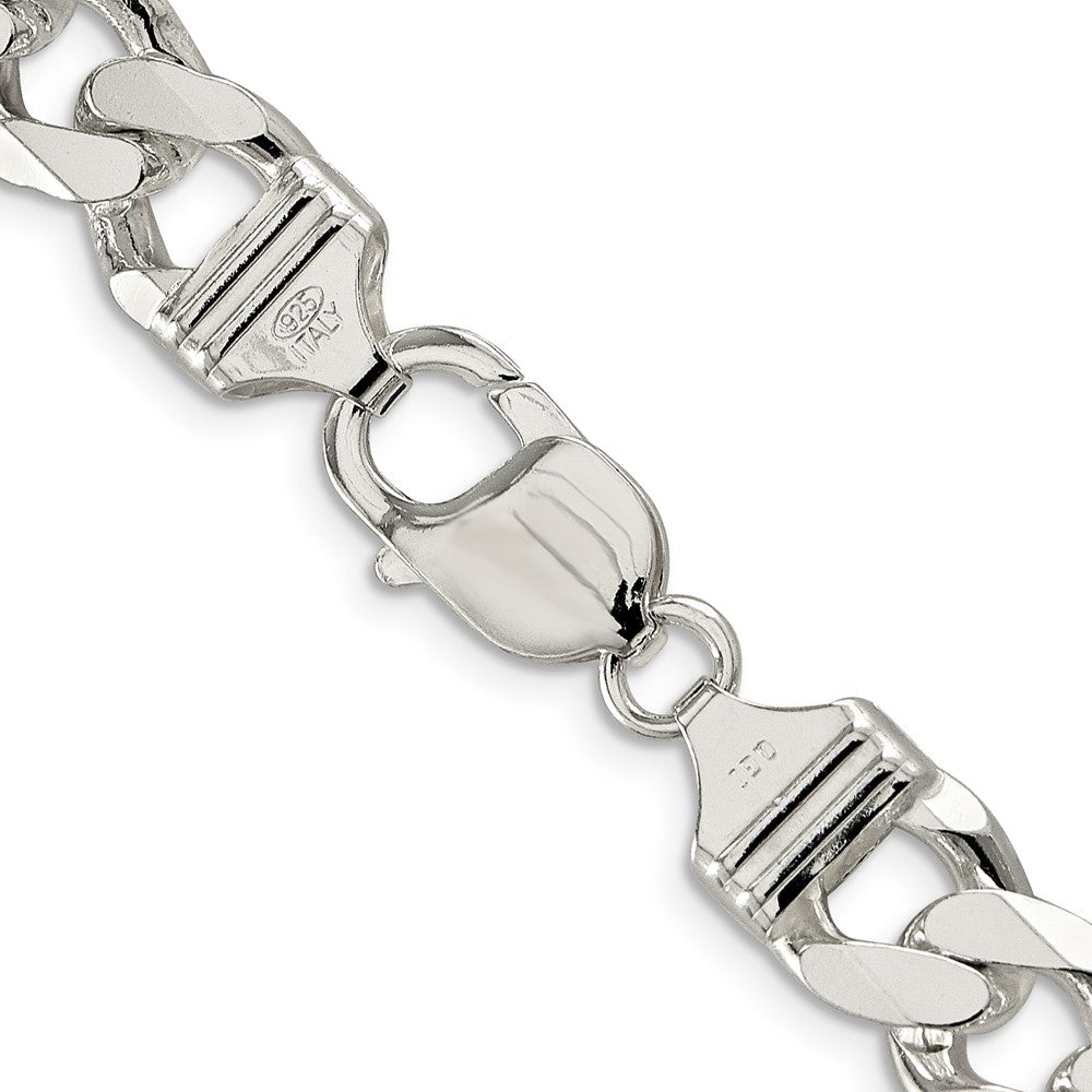 26 Inch Sterling Silver 11.0mm Pav Curb Chain Necklace