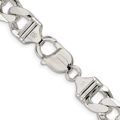 26 Inch Sterling Silver 11.0mm Pav Curb Chain Necklace