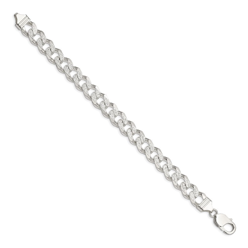 8 Inch Sterling Silver 11.0mm Pav Curb Chain Bracelet