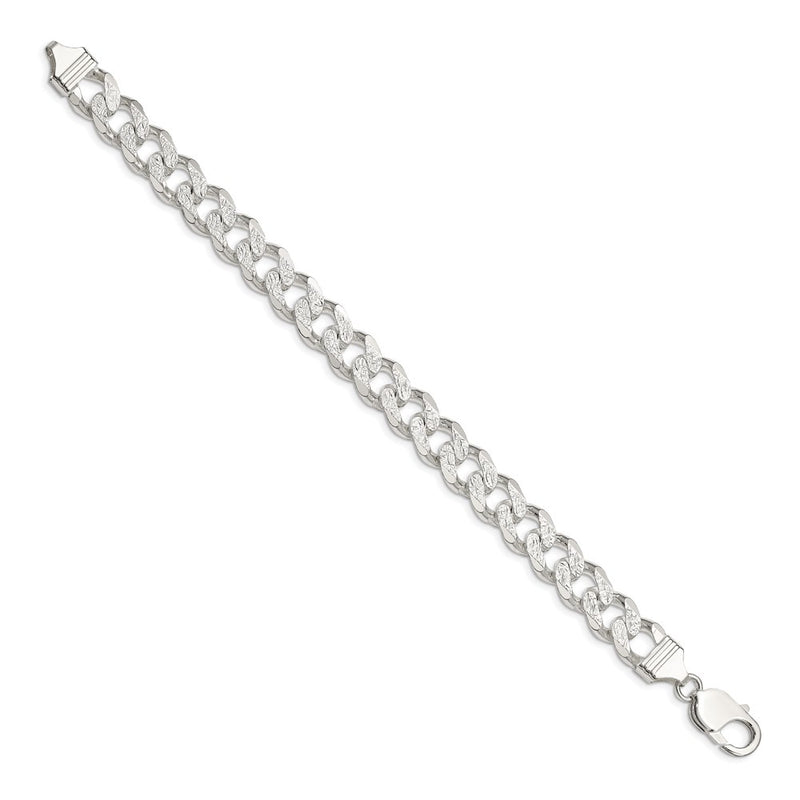 8 Inch Sterling Silver 11.0mm Pav Curb Chain Bracelet