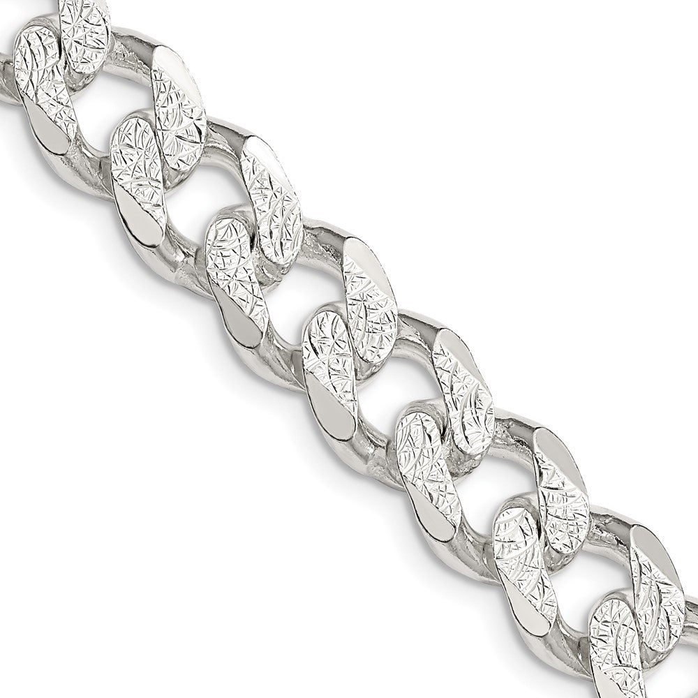 24 Inch Sterling Silver 11.0mm Pav Curb Chain Necklace