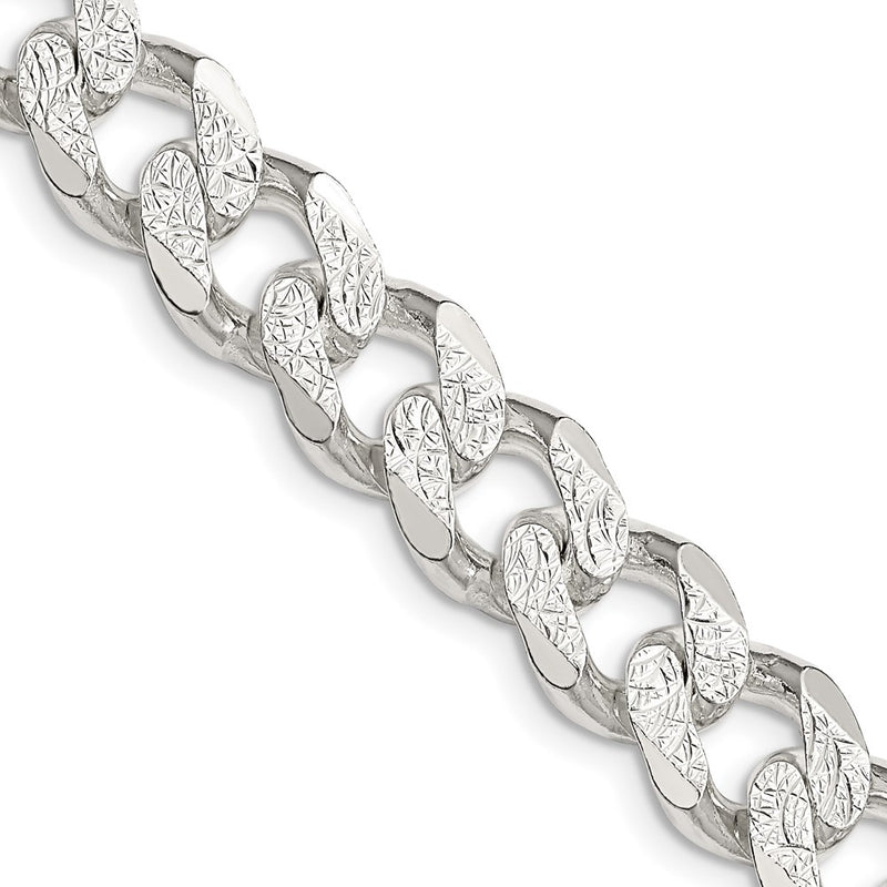 24 Inch Sterling Silver 11.0mm Pav Curb Chain Necklace