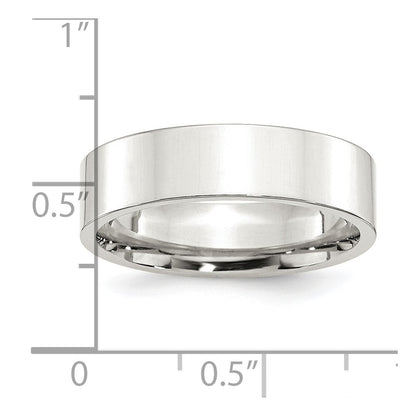 Sterling Silver 6mm Comfort Fit Flat Size 6 Band