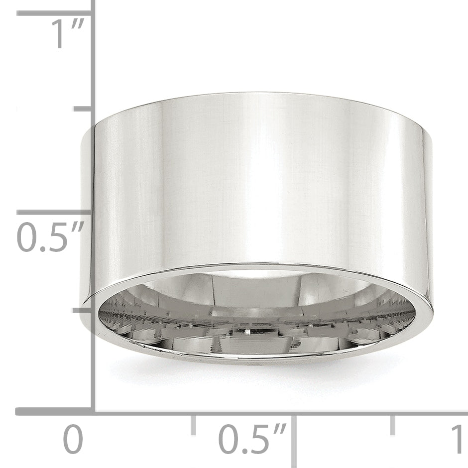 Sterling Silver 12mm Comfort Fit Flat Size 9.5 Band