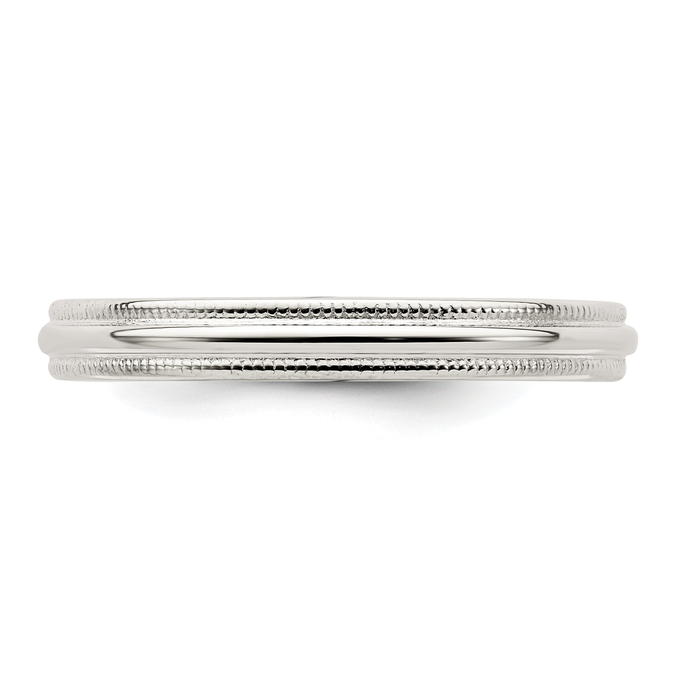 Sterling Silver Rhodium Plated 3mm Comfort Fit Milgrain Size 4.5 Band (Size 4.5 Only)