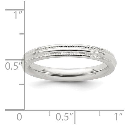 Sterling Silver 3mm Comfort Fit Half Round Milgrain Size 7.5 Band