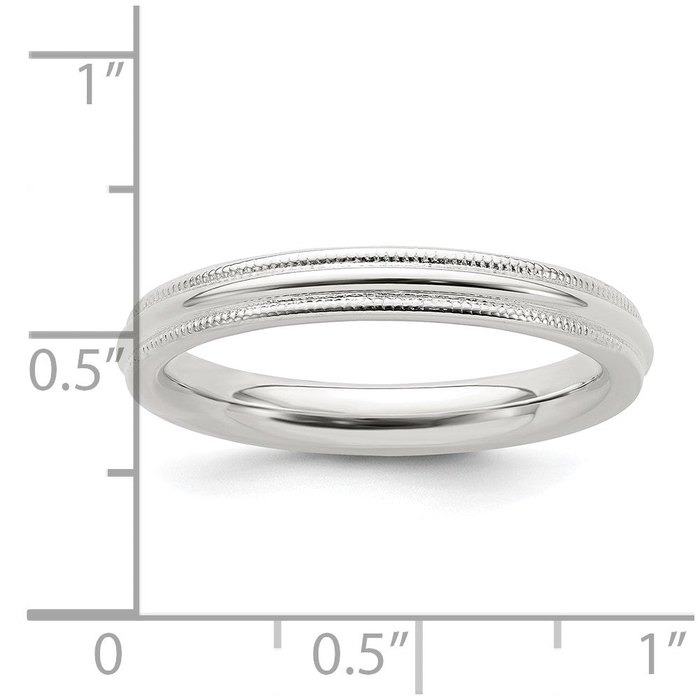 Sterling Silver 3mm Comfort Fit Half Round Milgrain Size 7 Band