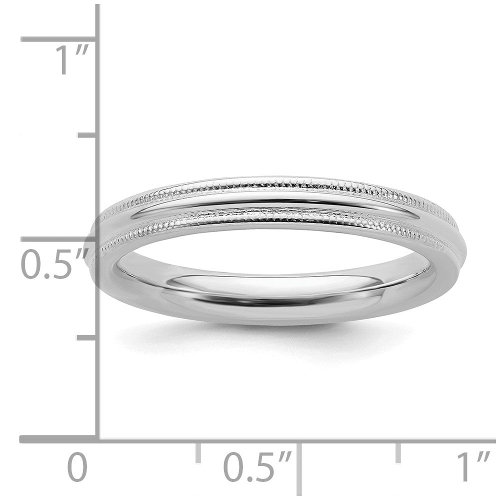 Sterling Silver Rhodium Plated 3mm Comfort Fit Milgrain Size 4.5 Band (Size 4.5 Only)