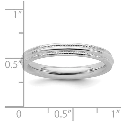 Sterling Silver Rhodium Plated 3mm Comfort Fit Milgrain Size 4.5 Band (Size 4.5 Only)