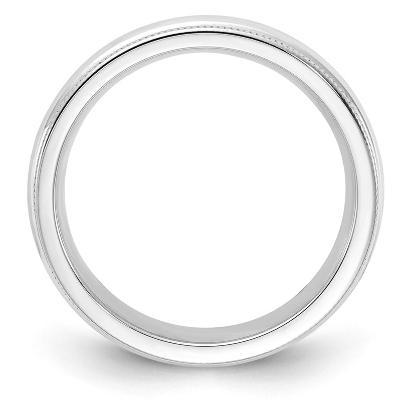 Sterling Silver Rhodium-Plated 4mm Milgrain Comfort Fit Band