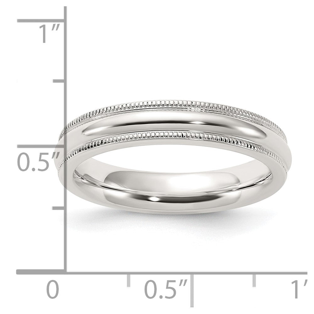 Sterling Silver 4mm Comfort Fit Half Round Milgrain Size 8.5 Band