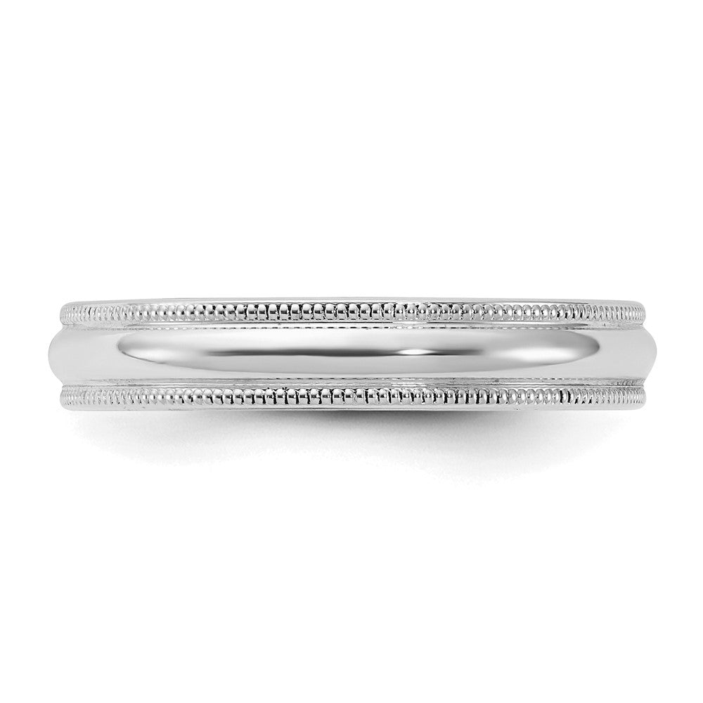 Sterling Silver Rhodium-Plated 4mm Comfort Fit Milgrain Band