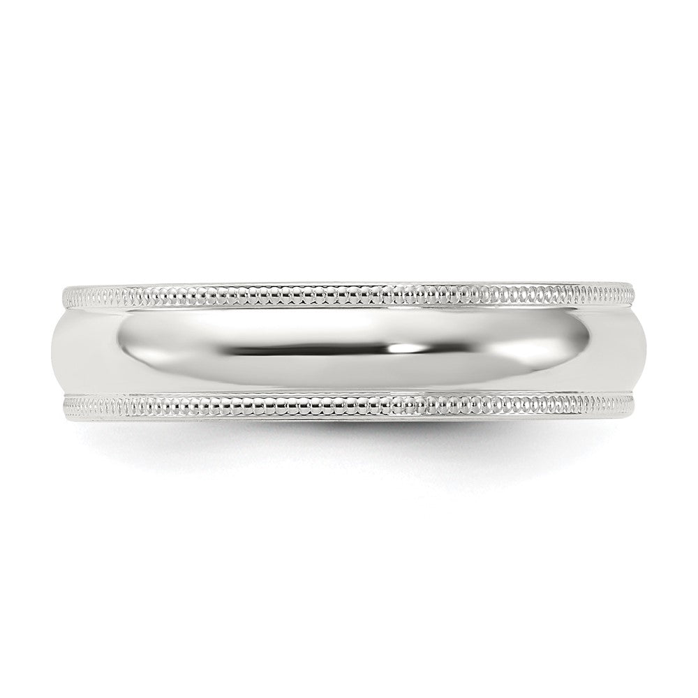 Sterling Silver 5mm Comfort Fit Half Round Milgrain Size 6 Band