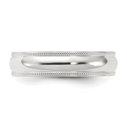 Sterling Silver 5mm Comfort Fit Half Round Milgrain Size 13.5 Band