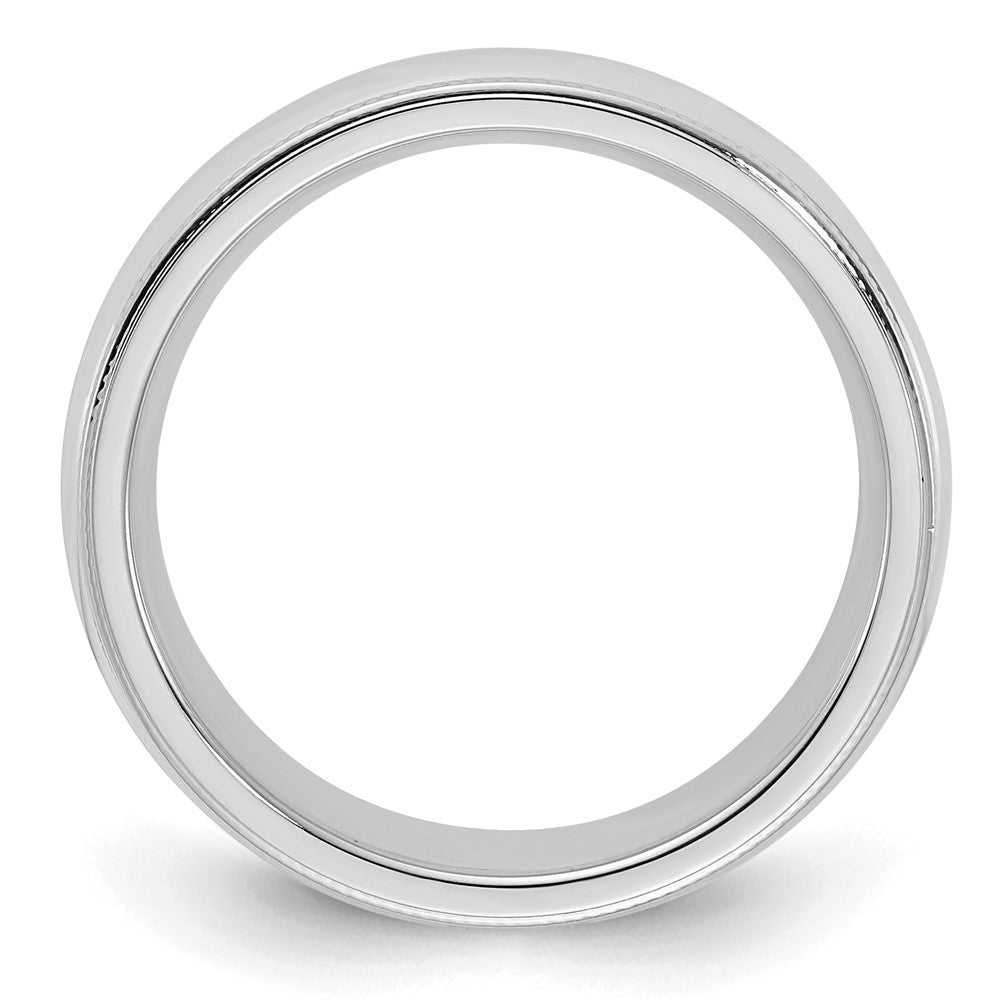 Sterling Silver Rhodium-Plated 5mm Comfort Fit Milgrain Band