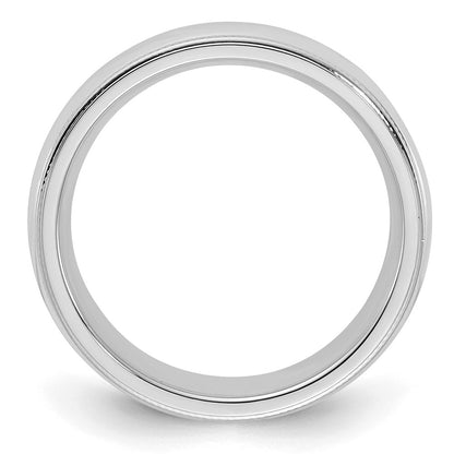 Sterling Silver Rhodium-Plated 5mm Comfort Fit Milgrain Band