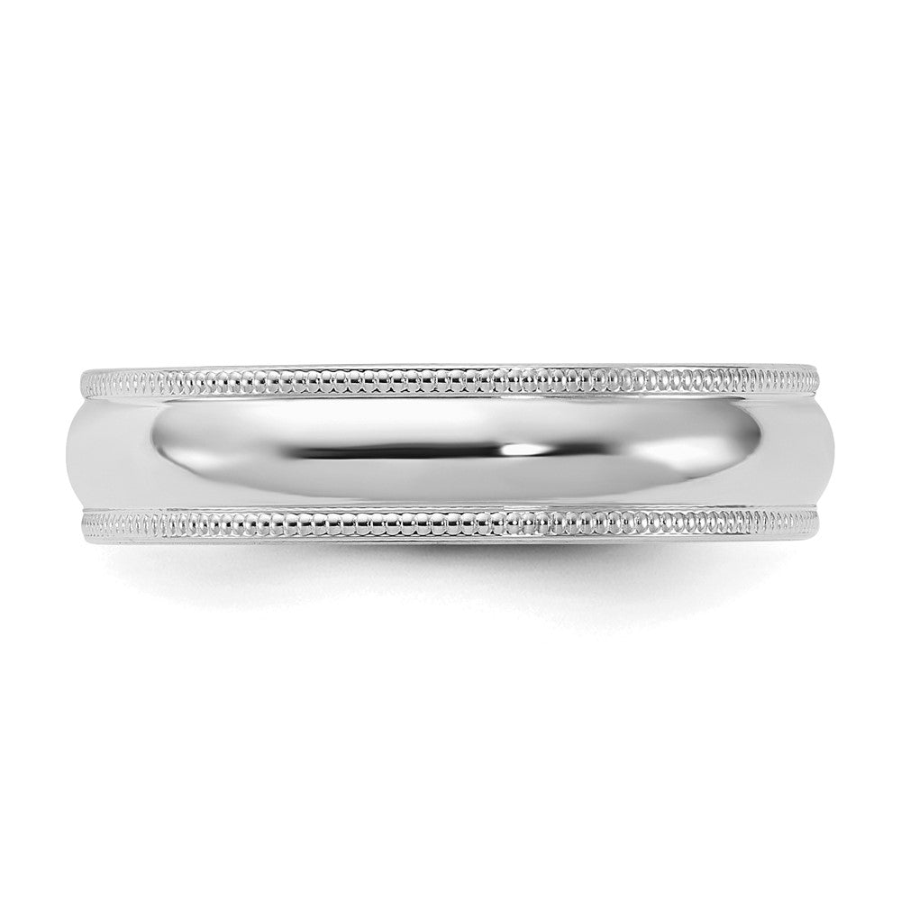 Sterling Silver Rhodium-Plated 5mm Comfort Fit Milgrain Band