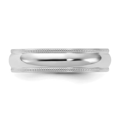 Sterling Silver Rhodium-Plated 5mm Comfort Fit Milgrain Band