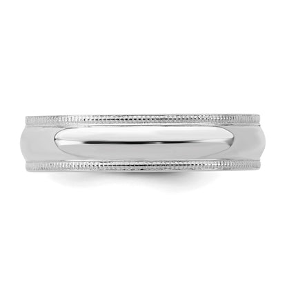 Sterling Silver Rhodium-Plated 5mm Comfort Fit Milgrain Band