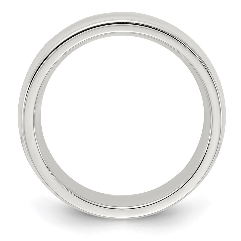 Sterling Silver Rhodium-Plated 6mm Milgrain Comfort Fit Band