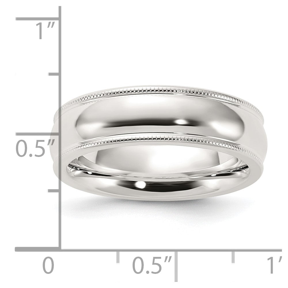 Sterling Silver 6mm Comfort Fit Half Round Milgrain Size 13 Band