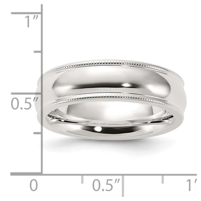 Sterling Silver 6mm Comfort Fit Half Round Milgrain Size 4.5 Band