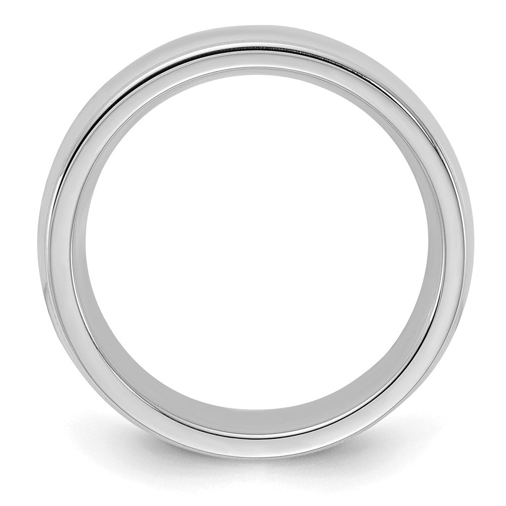 Sterling Silver Rhodium Plated 6mm Comfort Fit Milgrain Size 13.5 Band (Size 13.5 Only)