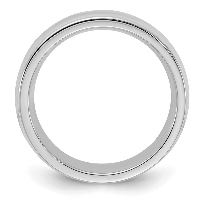 Sterling Silver Rhodium Plated 6mm Comfort Fit Milgrain Size 13.5 Band (Size 13.5 Only)
