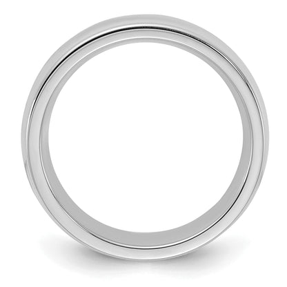 Sterling Silver Rhodium Plated 6mm Comfort Fit Milgrain Size 13.5 Band (Size 13.5 Only)