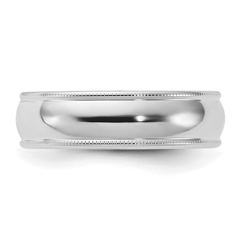 Sterling Silver Rhodium Plated 6mm Comfort Fit Milgrain Size 13.5 Band (Size 13.5 Only)