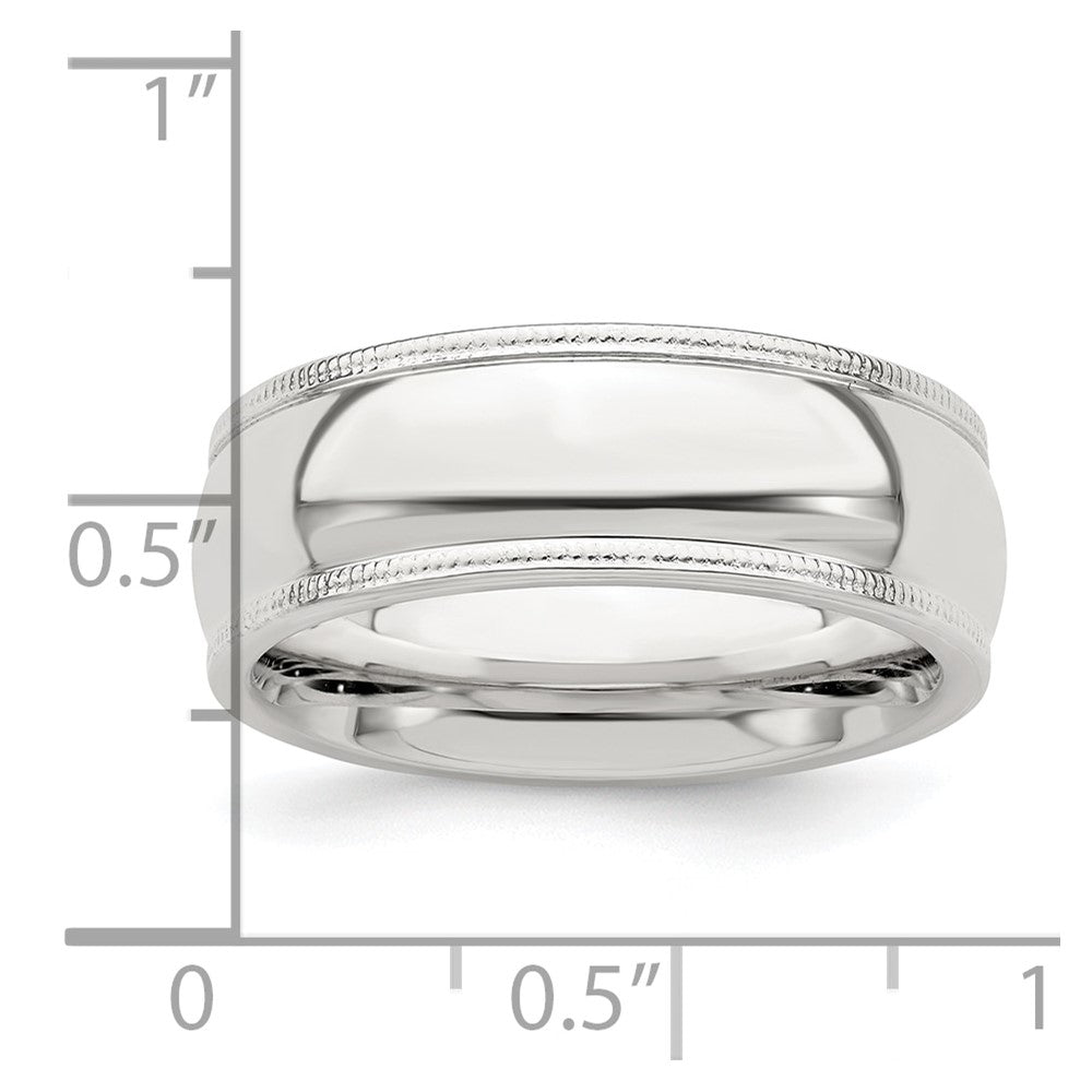 Sterling Silver 7mm Comfort Fit Half Round Milgrain Size 9 Band