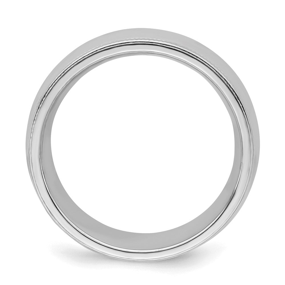 Sterling Silver Rhodium-Plated 7mm Comfort Fit Milgrain Band