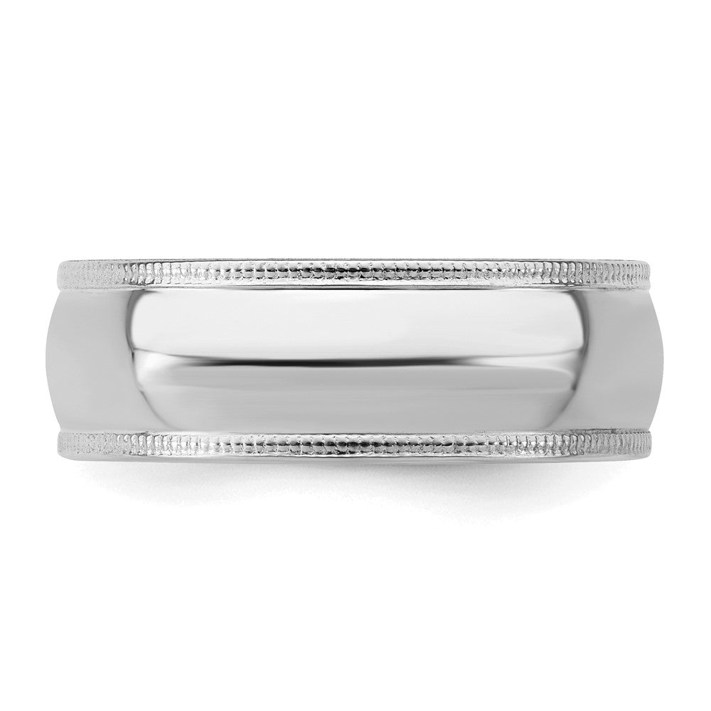 Sterling Silver Rhodium-Plated 7mm Comfort Fit Milgrain Band