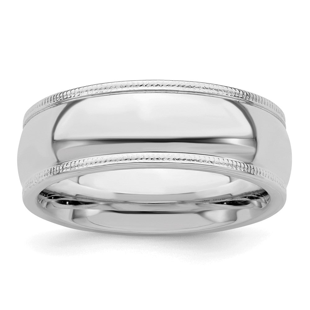 Sterling Silver Rhodium-Plated 7mm Comfort Fit Milgrain Band