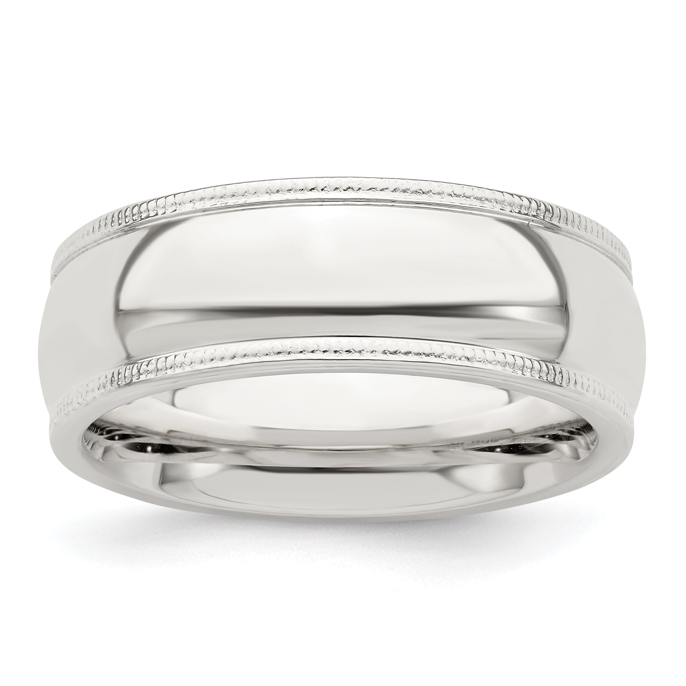 Sterling Silver 7mm Comfort Fit Half Round Milgrain Size 6.5 Band