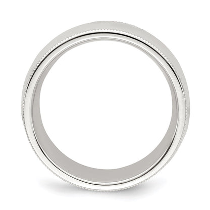 Sterling Silver 8mm Comfort Fit Half Round Milgrain Size 7.5 Band