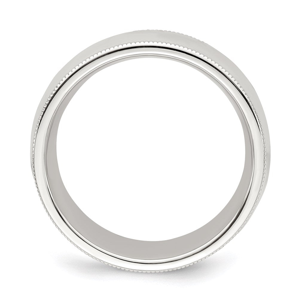 Sterling Silver 8mm Comfort Fit Half Round Milgrain Size 11.5 Band
