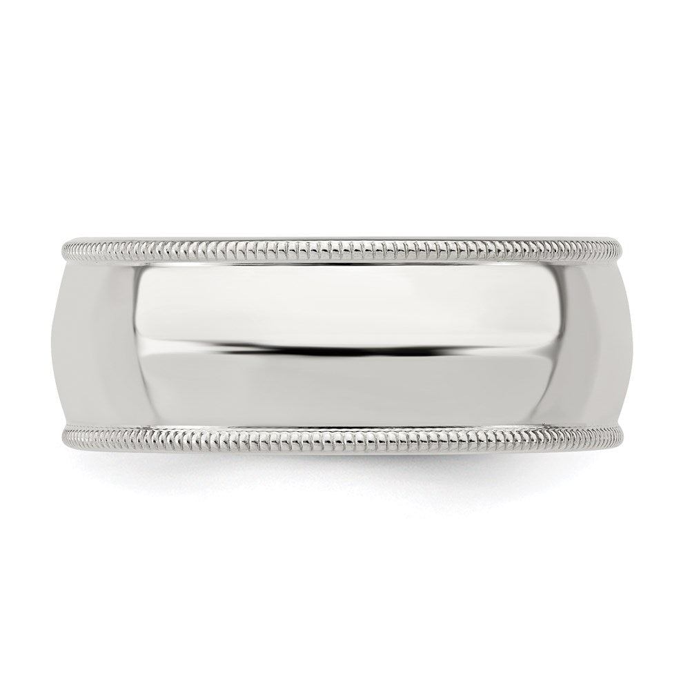 Sterling Silver 8mm Comfort Fit Half Round Milgrain Size 12 Band