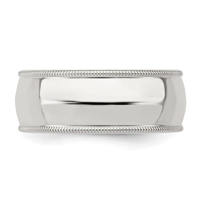 Sterling Silver 8mm Comfort Fit Half Round Milgrain Size 12 Band