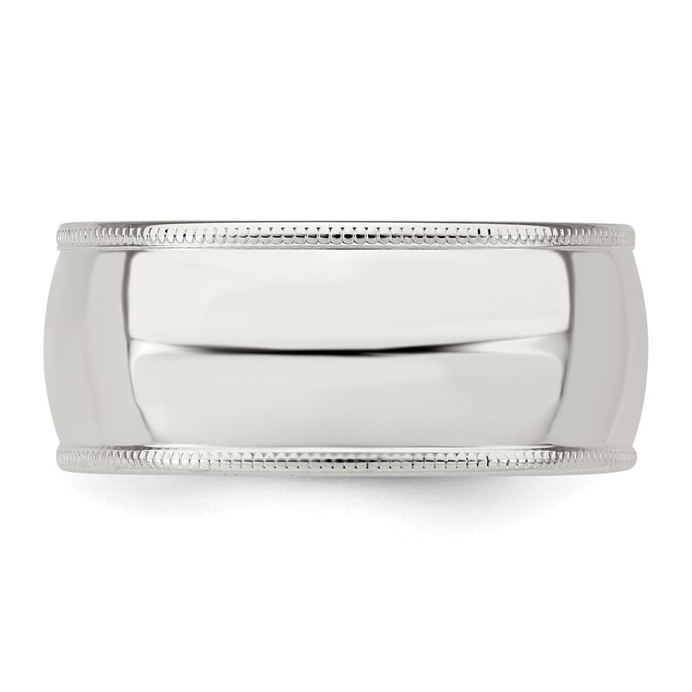 Sterling Silver 9mm Comfort Fit Half Round Milgrain Size 12 Band