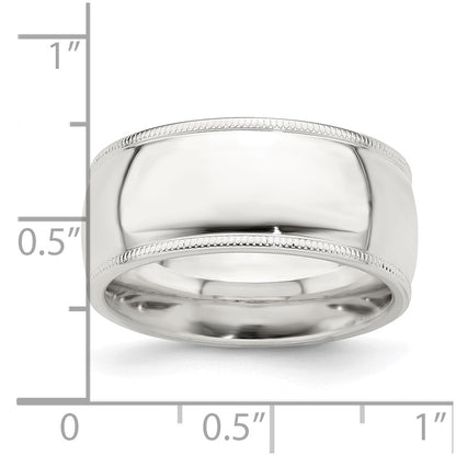 Sterling Silver 9mm Comfort Fit Half Round Milgrain Size 12 Band